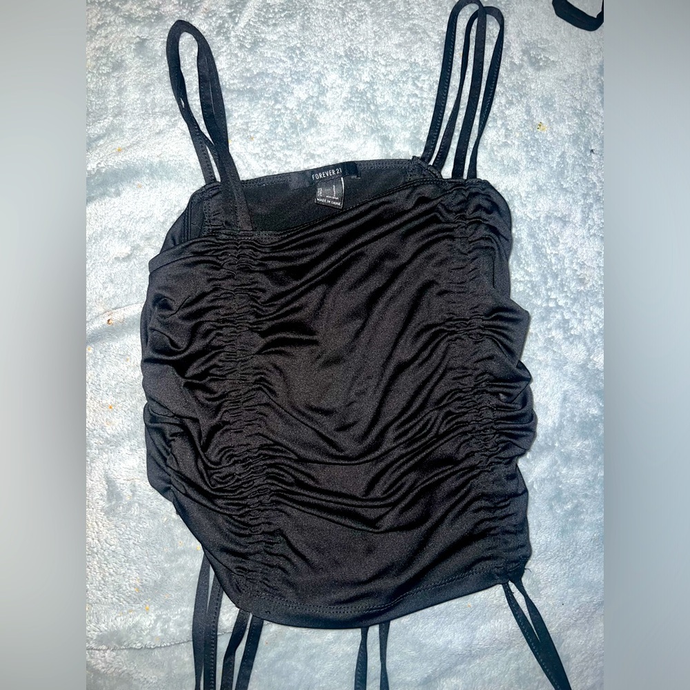 Black Satin crop top